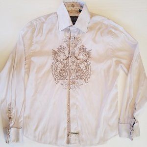 ENGLISH LAUNDRY Stitched Lion Crest Logo Button Down L/S Dress Shirt Men's L